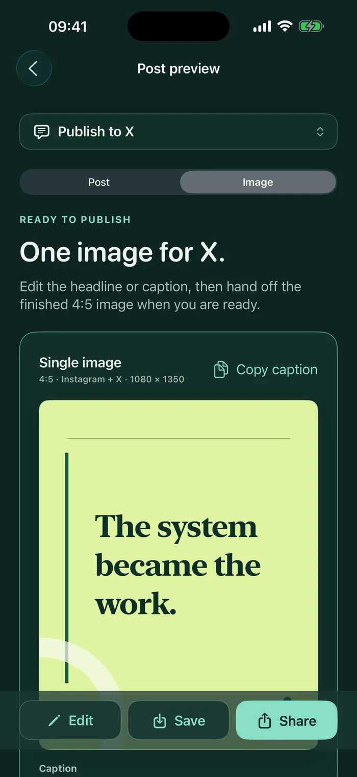 Version one image card with a lime block