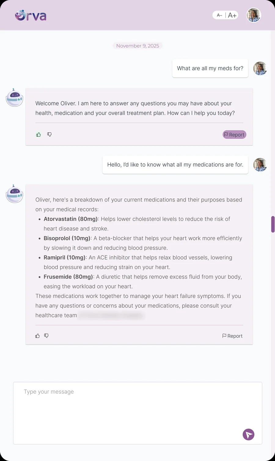 Final Orva chat screen in portrait
